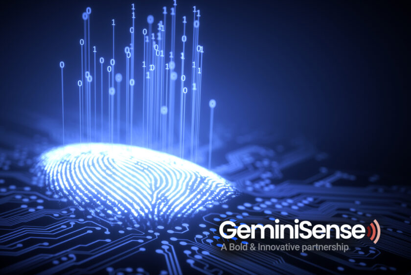 Graphic of a fingerprint on a digital background